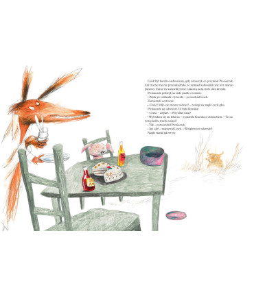 Kropkoza. Lisek i Prosiaczek z zakręconym ogonkiem.