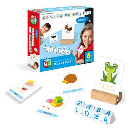 Montessori zabawka edukacyjna. Kostka po kostce pisanie 6 kostek