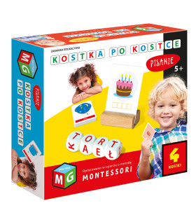 Montessori zabawka edukacyjna. Kostka po kostce pisanie 4 kostki