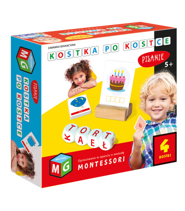 Montessori zabawka edukacyjna. Kostka po kostce pisanie 4 kostki