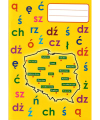 Zeszyt w 3 linie do nauki pisania A5. Polski alfabet na okładce. 32 kartkowy